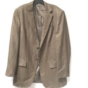 Geoffrey Beene Suit Jacket Blazer Sport Brown 40L EUC Silk Wool Tweed